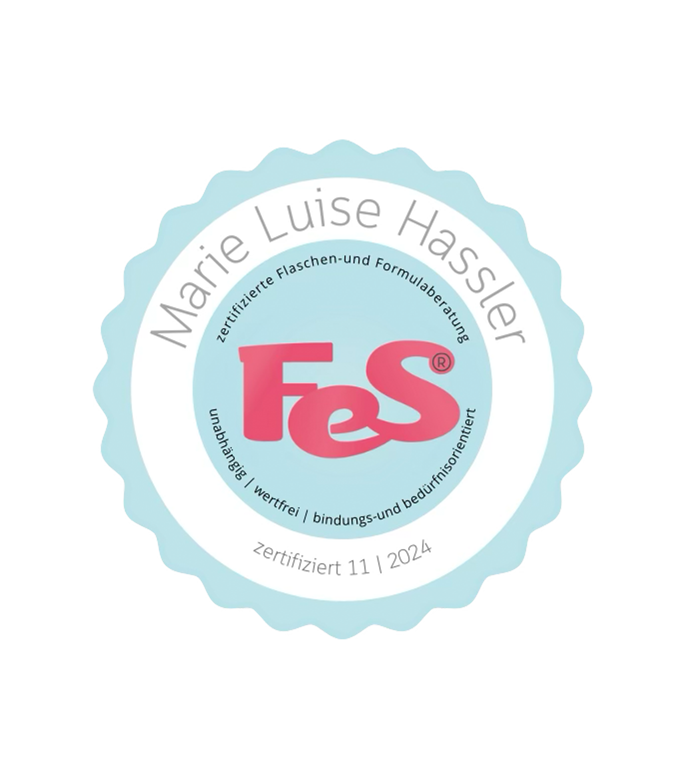 FES-Zertifizierungssiegel von Marie Luise Hassler für Flaschen- und Formulaberatung